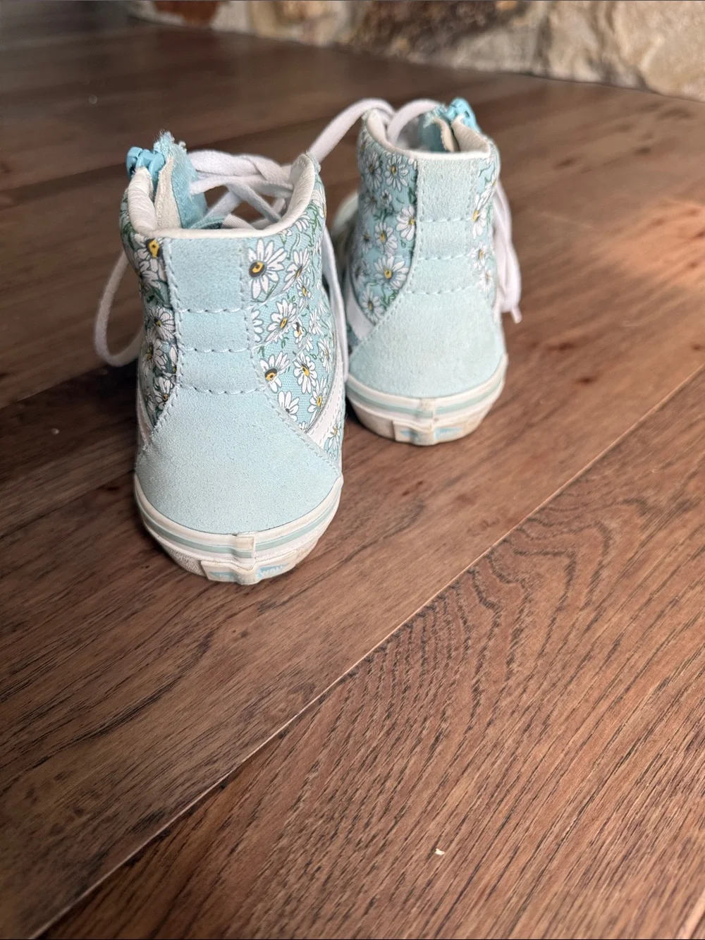 Vans Kids High-Top Sneakers in Light Blue with White Laces